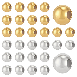 Золотой & Серебряный 100 шт. 2 цветные круглые 925 бусины-разделители из стерлингового серебра, золотой и серебряный, 2 мм, отверстие : 0.7~1 мм, 50 шт / цвет