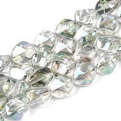 Белый Дым Гальванизируйте прозрачное стекло бисер нитей, бусы из искусственного камня, самородки, серый, 16.5~17x13~15x13~15 мм, отверстие : 1 мм, около 39~40 шт / нитка, 25.79~ 26.38 дюйм (65.5~67 см)