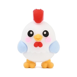 Chick Animals Theme Silicone Beads, Focal Beads, White, Chick, 29x21x17.5mm, Hole: 2mm