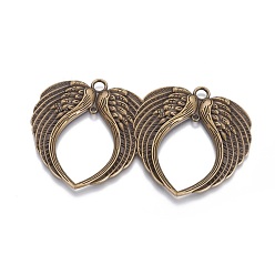 Античная Бронза Тибетский стиль сплава крыла крупные кулоны, без свинца и без кадмия, античная бронза, 73x69x4 мм, отверстие : 2~6 мм