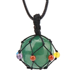 Green Aventurine Natural Green Aventurine Pendants Necklaces, Round, 30.71 inch(78cm)