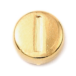 Letter I 304 из нержавеющей стали бусы, плоские круглые с буквы, золотые, Буква "i", 7x3.5 мм, отверстие : 1.7 мм