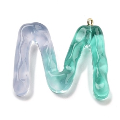 Letter M Смола подвеска, с обнаружением железного кольца, Письмо ~ Z, Буква М, 35x39.5x7 мм, отверстие : 2 мм