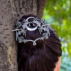 Античное Серебро Вилок волос сплава, аксессуары для волос викингов для женщин, летучая мышь, античное серебро, 100x65 мм