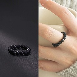 Черный Стеклянные эластичные кольца для пальцев, круглые, чёрные, 60 мм