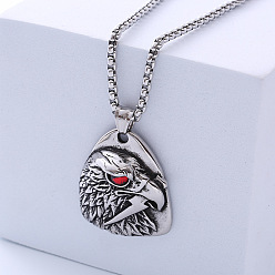 Нержавеющая Сталь Цвет Этническое ретро 304 модное креативное ожерелье из нержавеющей стали с подвеской в виде красного орла, цвет нержавеющей стали
