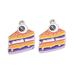 Platinum Halloween Alloy Enamel Pendant, Cake with Eye, Platinum, 21x17.5x1mm, Hole: 1.5mm
