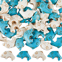 (52) Непрозрачная лаванда 100шт 2 цвета синтетические бирюзовые бусины нити, дельфин, разноцветные, 13x20x7 мм, отверстие : 1.2 мм, 50 шт / цвет