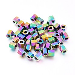 Rainbow Color Ионное покрытие (ip) 304 распорные втулки из нержавеющей стали, шестиугольник, Радуга цветов, 4x4x4 мм, отверстие : 1.8 мм