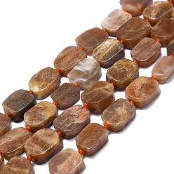 Sunstone Natural Sunstone Beads Strands, Rectangle, 15~17x10~13x5~7mm, Hole: 1mm, about 22pcs/strand, 15.94''(40.5cm)