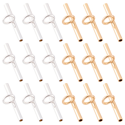 Золотой & Серебряный 18шт. 2 цвета латунные трубчатые дужки, петля под залог, трубка, золотой и серебряный, 8x20x6 мм, отверстие : 4 мм, 9 шт / цвет