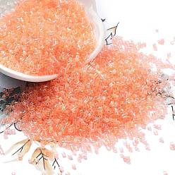 Легкий Лосось Стеклянные бусины прозрачных цветов, круглое отверстие, с покрытием AB цвета, цилиндр, светлый померанцевый, 1.6x1.3 мм, отверстие : 0.8 мм, Около 60000 шт / фунт