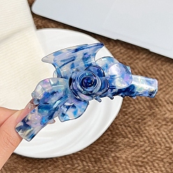 Синий Заколки для волос с когтями из ацетата целлюлозы (смола), цветок, заколка для волос для женщин и девочек, синие, 115x52 мм