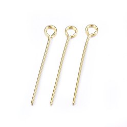 Golden 304 Stainless Steel Eye Pins, Golden, 22mm, Hole: 2mm, Pin: 0.6mm