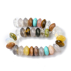 Mixed Stone Natural & Synthetic Mixed Gemstone Beads Strands, Saucer Beads, Rondelle, 12x5.5~6.5mm, Hole: 1.2mm, about 33pcs/strand, 7.80~8.82 inch(19.8~22.4cm)