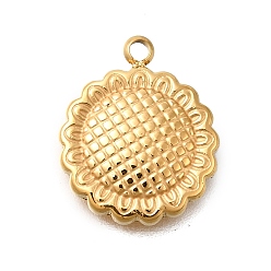 Настоящее золото 14K 304 подвески из нержавеющей стали, ионное покрытие (ip), цветочный шарм, реальный 14 k позолоченный, 15x14x2.5 мм, отверстие : 1.2 мм