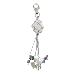 Хрусталь Подвеска из натурального кварцевого хрусталя, с металлической застежкой и смешанной крошкой из драгоценных камней, 120x30 мм