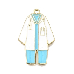 Голубой Подвески из сплава с эмалью медицинской тематики, очарование униформы медсестры, золотые, голубой, 35x22.5x2.5 мм, отверстие : 1.8 мм