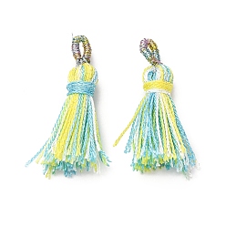 Шампанско-Желтый Полиэстер кисточкой подвески, шампанское желтый, 36~36.5x6~7 мм, отверстие : 3x5 мм