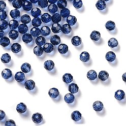 Dark Blue Imitation Austrian Crystal Beads, Grade AAA, Faceted(32 Facets), Round, Dark Blue, 8mm, Hole: 0.9~1.4mm