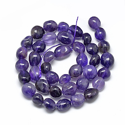 Amethyst Natural Amethyst Beads Strands, Grade A, Oval, 8~15x7~12x4~12mm, Hole: 1mm, about 30~45pcs/strand, 15.7 inch