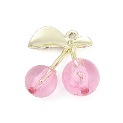 Light Gold Подвески из сплава и акрила, вишня, золотой свет, 30x28.5x14 мм, отверстие : 2 мм