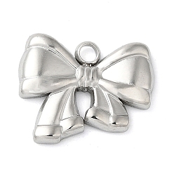 Нержавеющая Сталь Цвет Не тускнеющие 304 подвески из нержавеющей стали, очарование бантом, цвет нержавеющей стали, 12.5x15x2 мм, отверстие : 2 мм