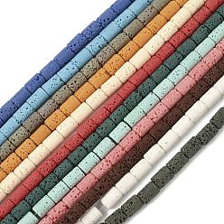 (52) Непрозрачная лаванда Нити бусин из искусственного камня лавы ручной работы, колонка, яркие глазированный фарфор, разноцветные, 6~6.5x4~4.5 мм, отверстие : 1 мм, около 59 шт / нитка, 14.65'' (37.2 см)
