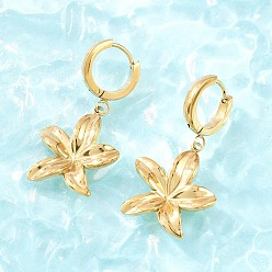 Золотой День святого Валентина 304 Серьги-кольца из нержавеющей стали для женщин, цветок, золотые, 37x19.5 мм