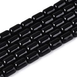 Черный Непрозрачное стекло бисер нитей, баррель, чёрные, 6~6.5x4~5 мм, отверстие : 0.7~0.8 мм, около 64~65 шт / нитка, 15.75~15.94'' (40~40.5 см)