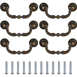 Античная Бронза 6 шт. ручки для ящиков из цинкового сплава, ручки шкафа, аксессуары для дверных ручек, с железным винтом, античная бронза, 95x38x12 мм