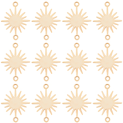 Real 24K Gold Plated 40Pcs Brass Connector Charms, Cadmium Free & Lead Free, Sun Links, Real 24K Gold Plated, 13x17.5x0.7mm, Hole: 1.2mm