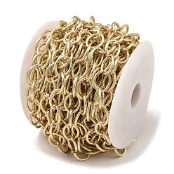 Light Gold Aluminium Cable Chains, Texture, Unwelded, with Spool, Light Gold, 18x14x2mm, about 32.81 Feet(10m)/Roll