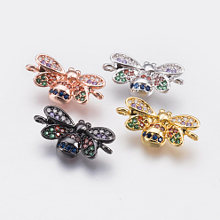 (52) Непрозрачная лаванда Латунные микро проложить кубических ссылки циркония, насекомое, красочный, разноцветные, 10x19x3 мм, отверстие : 1.4 мм