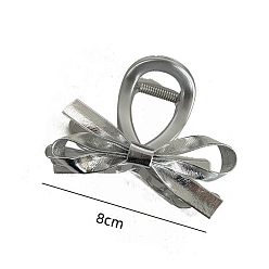 Белый Дым Заколки-коготь из искусственной кожи, пластиковые аксессуары для волос для женщин и девочек, бантом, серый, 80 мм