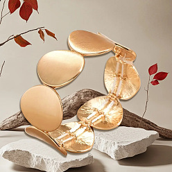 Золотой Браслеты из цинкового сплава, эластичные браслеты для женщин, плоско-круглые, золотые, золотые, внутренний диаметр: 2-3/8 дюйм (6 см)