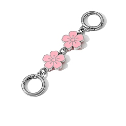 Бледно-Розовый Эмалированные цепочки для сумок с цветочным сплавом, с кольцевыми застежками, для замены ремней для мешков, платина, розовый жемчуг, 130 мм