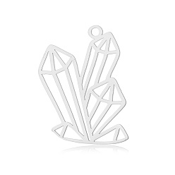 Нержавеющая Сталь Цвет Не тускнеет 201 большие подвески из нержавеющей стали, лазерная резка, призма, цвет нержавеющей стали, 25x17x1 мм, отверстие : 1.6 мм