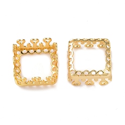 Golden Brass Sew on Prong Settings, Filigree Open Back Claw Settings for Pointed Back Rhinestone, Square, Golden, Tray: 10.5x10.5mm, 12x12x6mm, Hole: 0.8mm