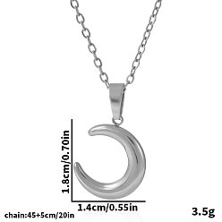 Серебро 304 подвеска из нержавеющей стали в виде новолуния, женская мода, минималистичный дизайн ювелирных изделий, серебряные, 17.72 дюйм (45 см)