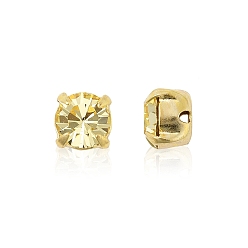 80100 Jonquil Preciosa® maxima crystal в пришивной чашке, чешский хрусталь, с настройками латуни, 719 37 085 шатон (круглый), золотые, 80100 нарцисс, ss 29 (6.15~6.35 мм)