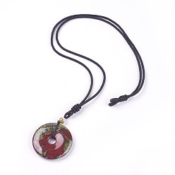 Кровь драконов Регулируемые ожерелья с подвесками из натуральной крови дракона, с нейлоновой кражей, пончик / пи-диск, 23.6 дюйм ~ 24.8 дюйм (60~63 см), пончик: 40x6~9 мм