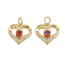 Настоящее золото 16K Латунные микро проложить кубического циркония подвески, сердце прелести, с целью перехода в кольце, реальный 16 k позолоченный, 13.5x14x4 мм, отверстие : 3.5 мм