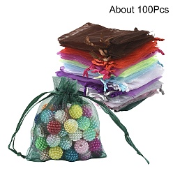 (52) Непрозрачная лаванда 100шт. прямоугольные мешочки из органзы с завязками, разноцветные, 9x7 см