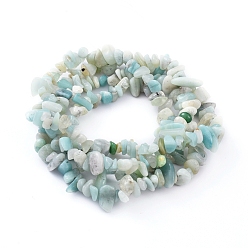 Flower Amazonite Natural Gemstone Bead Strand, Flower Amazonite Chip Beads, 5-8mm wide, Each strand measure about 32~32.5 inch long, hole: about 0.3mm