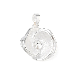 Silver Brass Enamel Peg Bails Charms, Flower Charms, for Half Drilled Beads, Silver, 19.5x17.5x5mm, Hole: 3x5mm, Tray Size: 4mm