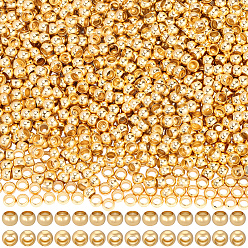 Настоящее золото 18K 1400 шт. латунные обжимные бусины, рондель, реальный 18 k позолоченный, 2.5x2.5x2 мм, отверстие : 1.6 мм, 1400 шт / комплект