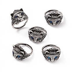 Лабрадорита Кошка натуральный лабрадорит регулируемые кольца, украшения из латуни платинового тона для женщин, 1~16.5 мм, внутренний диаметр: 17 мм