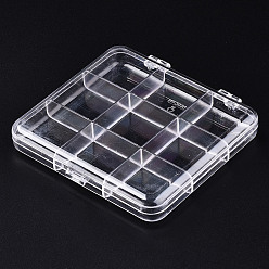 Transparent Vorratsbehälter aus Polystyrolperlen, 9 Organizer-Boxen für Fächer, mit Klappdeckel, Rechteck, Transparent, 10.8x9.8x1.75 cm, Fach: 3.1x3.4 cm
