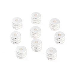 925 Sterling Silver Plated Brass Beads, Cadmium Free & Lead Free, Column, 925 Sterling Silver Plated, 4x3mm, Hole: 1mm